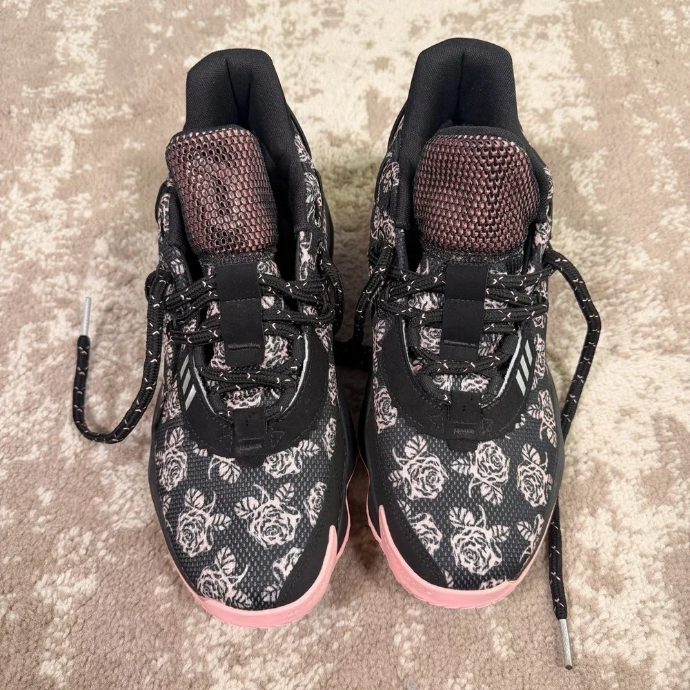 Adidas Dame 7 Rose City Men's Athletic Shoes Size 10 Black Pink Accent Floral